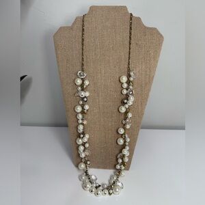 Chloe + Isabel Pearl & Crystal Statement Necklace | 31.5” Antique Gold Chain